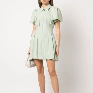Jonathan Simkhai Green Pleated Mini Dress